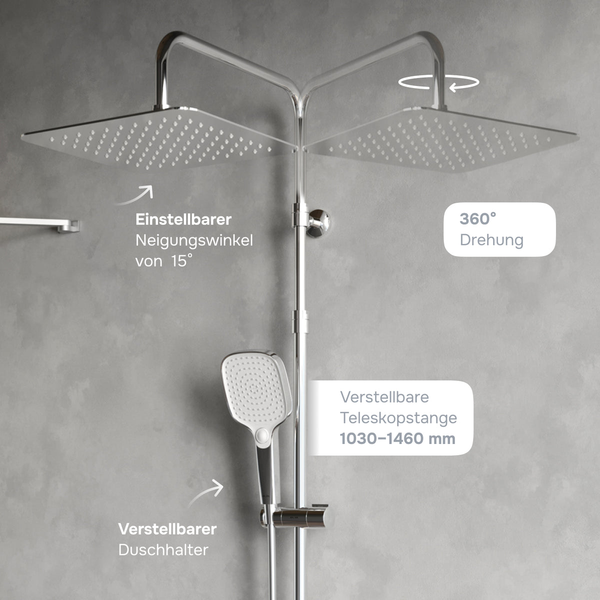 Duschsystem Play mit Thermostat und Regendusche – F078X400