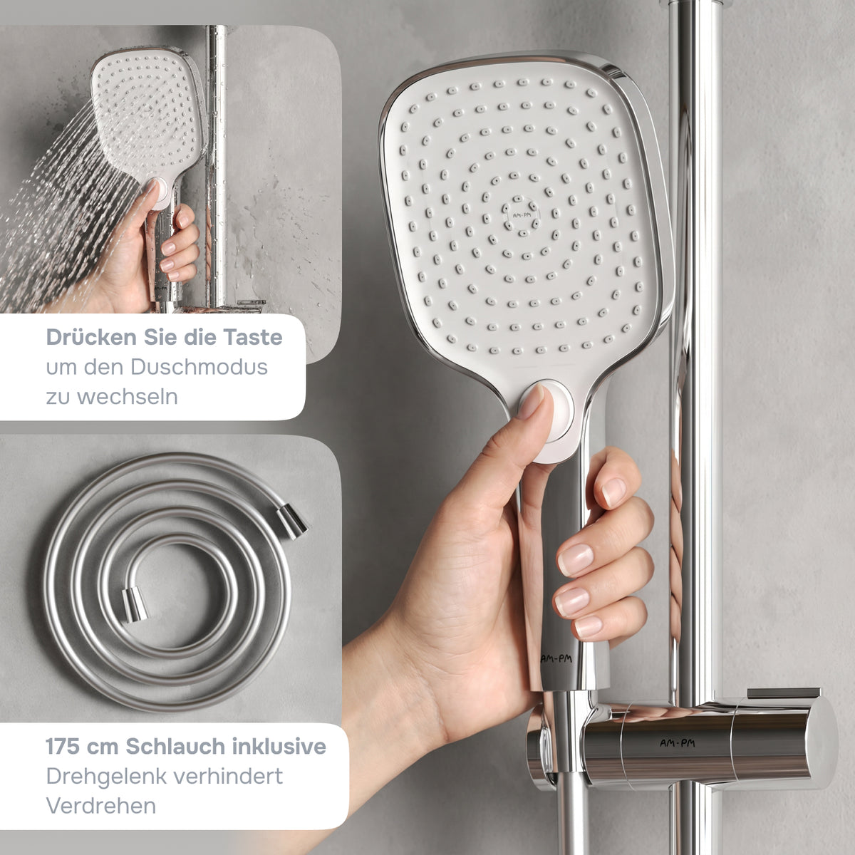 Duschsystem Play mit Thermostat und Regendusche – F078X400