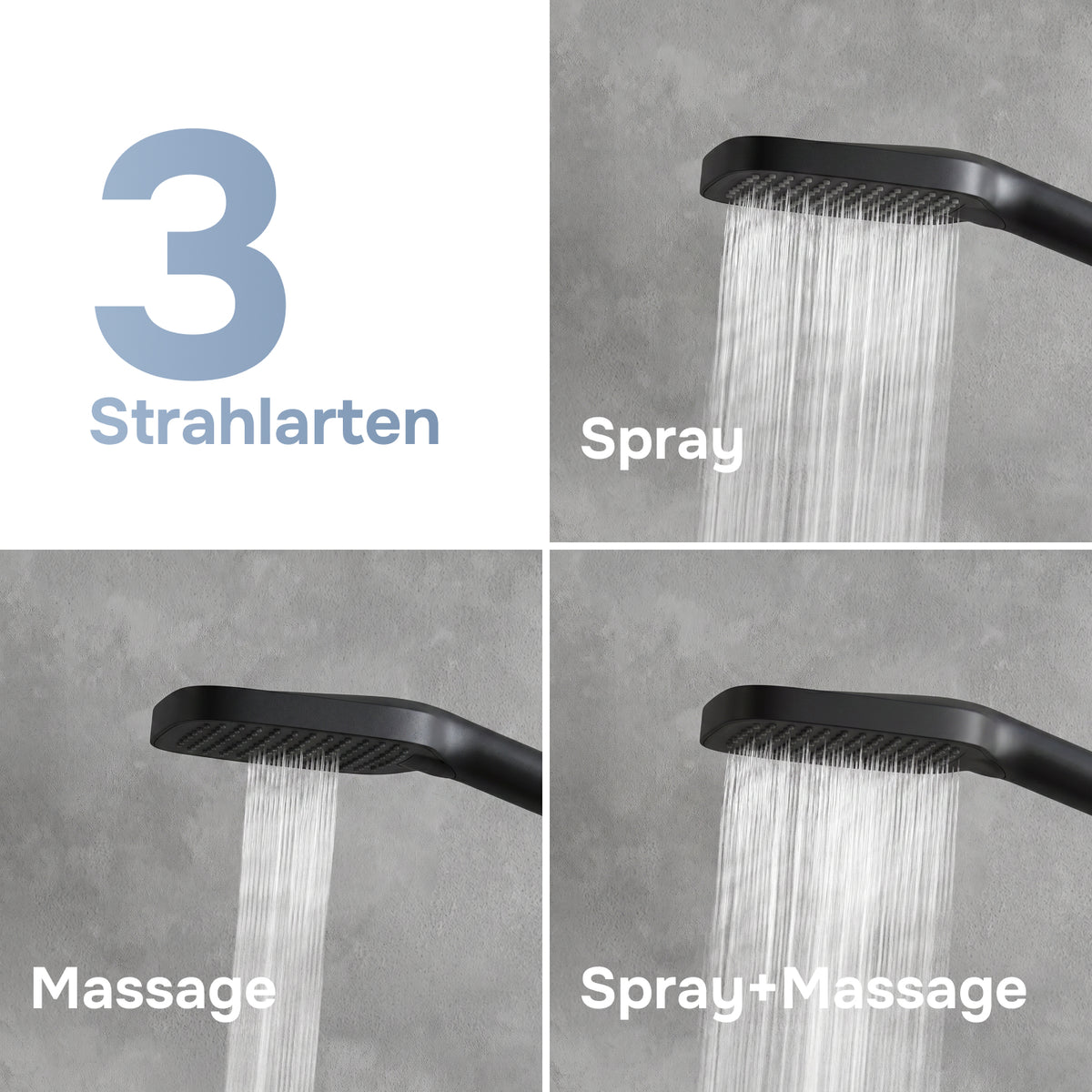 Duschsystem Play mit Thermostat und Regendusche, Schwarz – F078X422