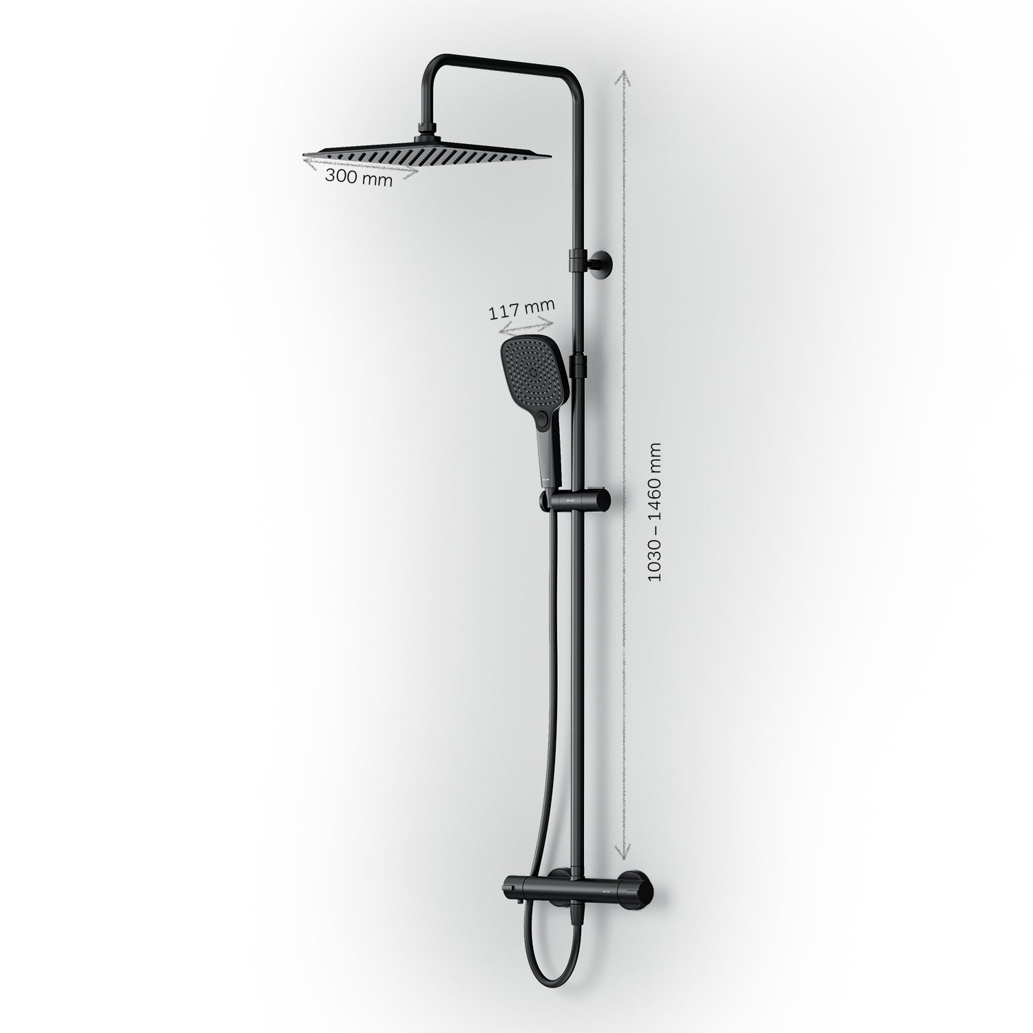 F078X422 Duschsystem mit Thermostat Duscharmatur Play Regendusche set Duschsäule, Schwarz