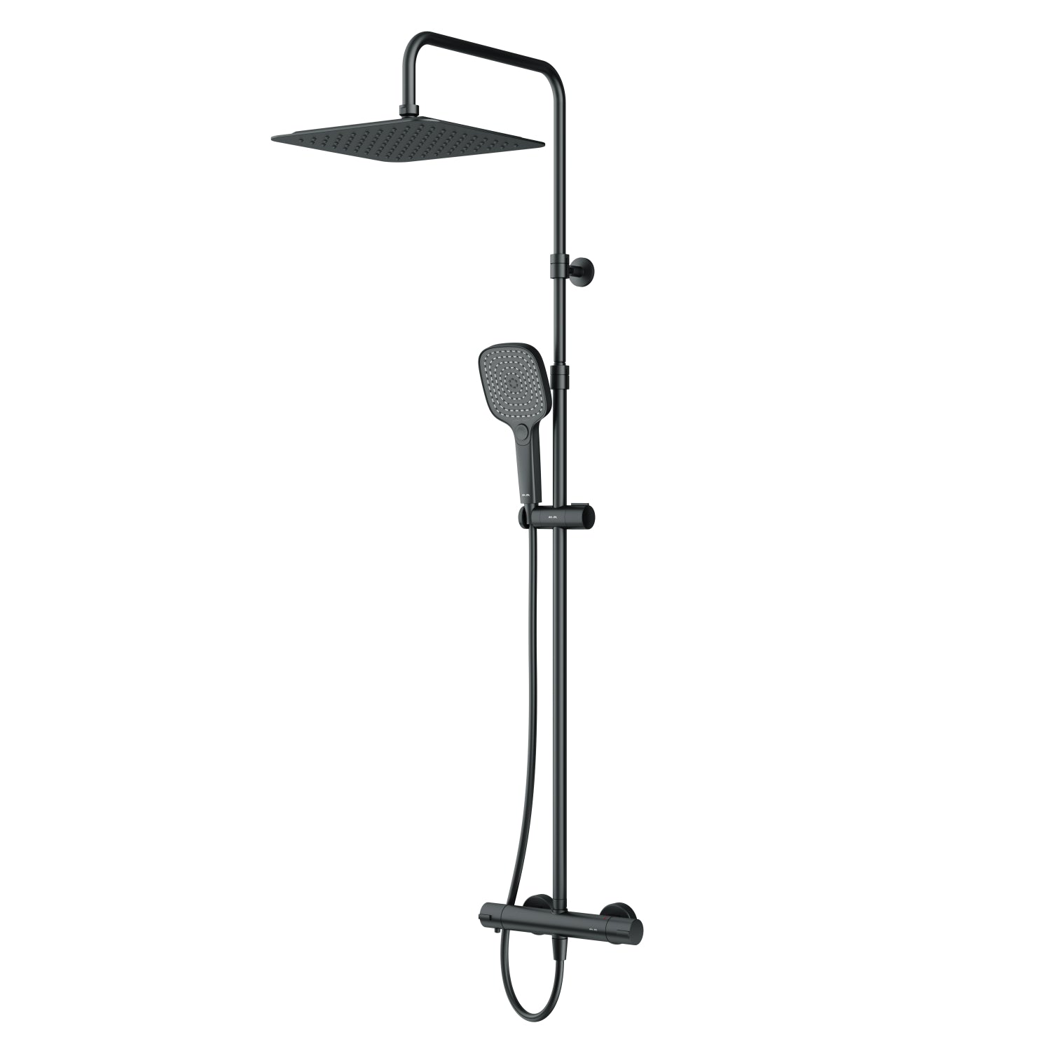 F078X422 Duschsystem mit Thermostat Duscharmatur Play Regendusche set Duschsäule, Schwarz