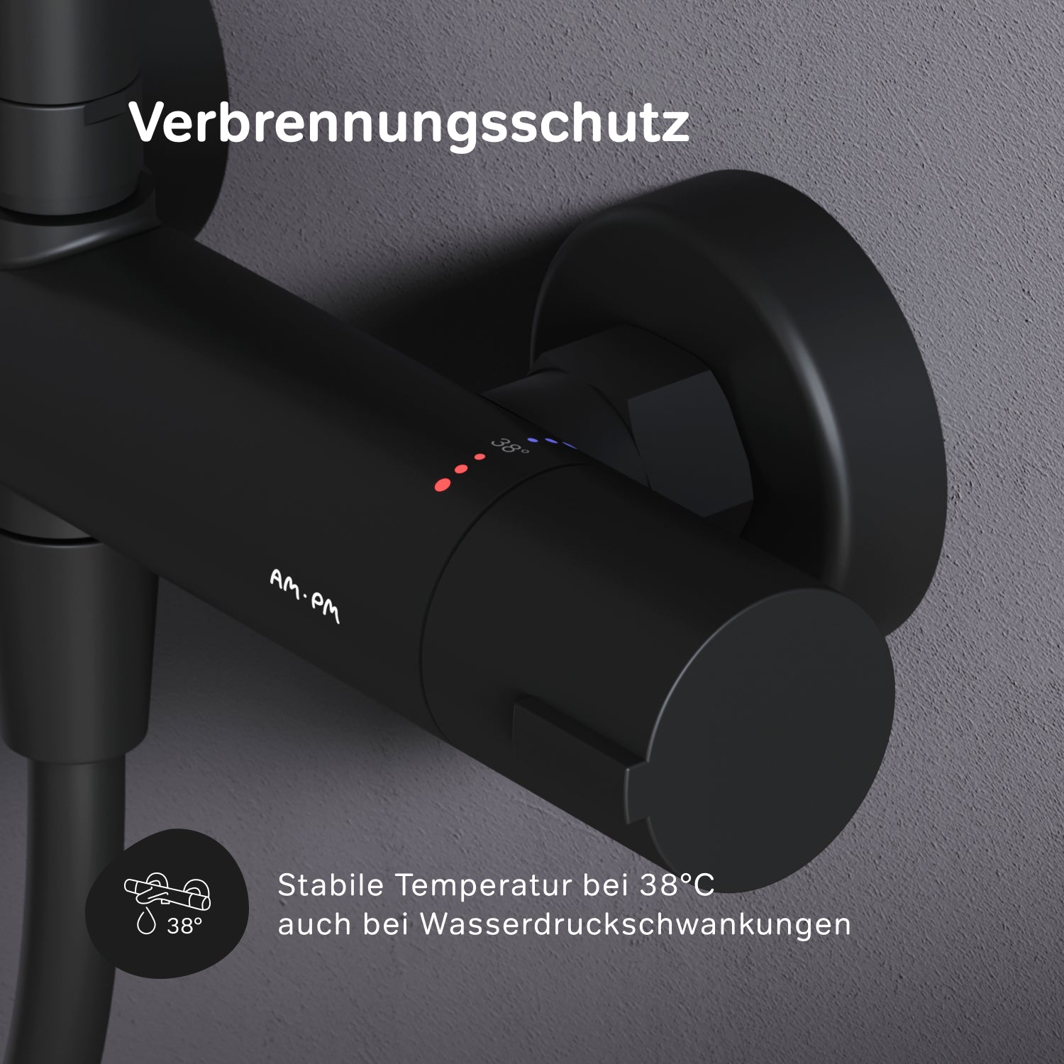 F078X422 Duschsystem mit Thermostat Duscharmatur Play Regendusche set Duschsäule, Schwarz