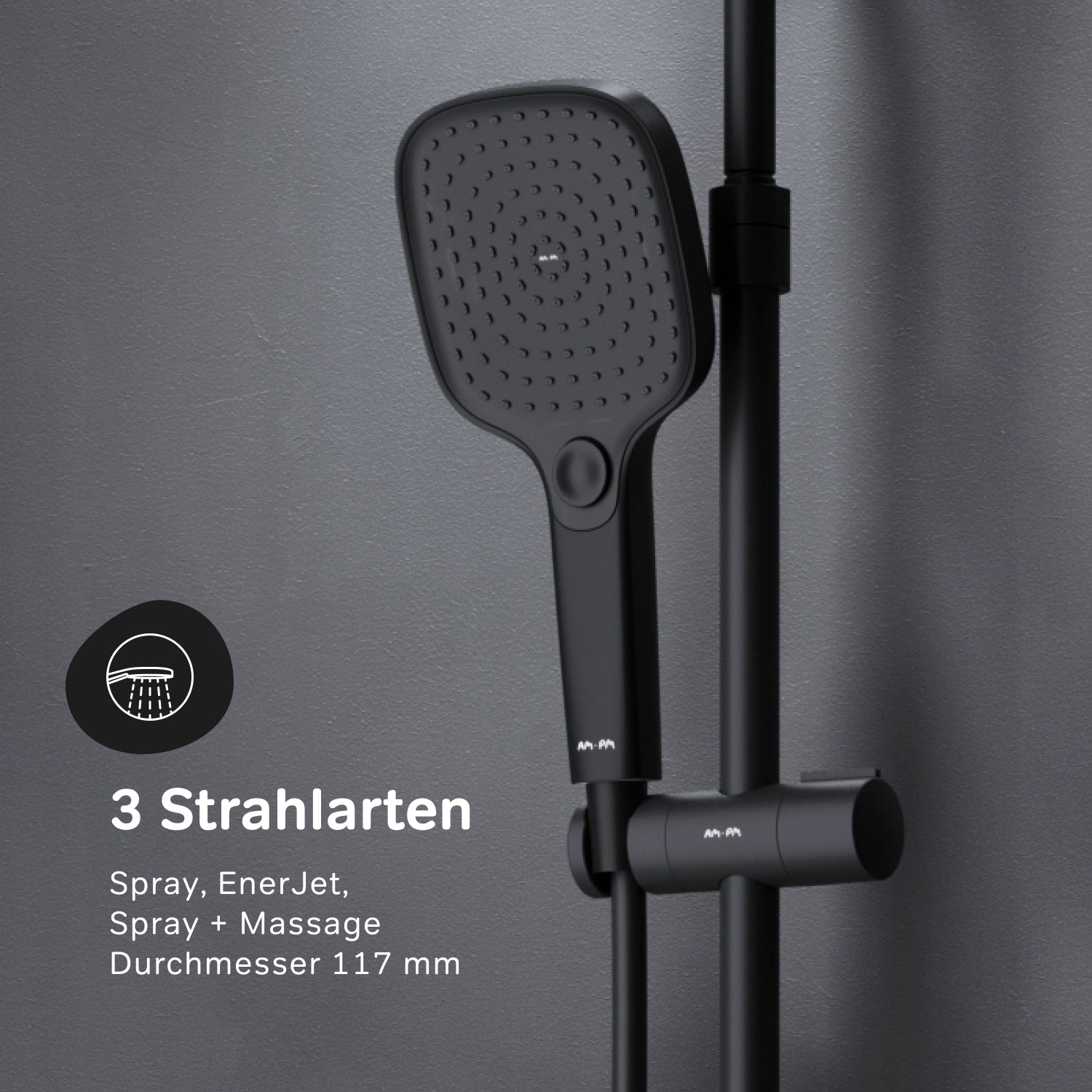 F078X422 Duschsystem mit Thermostat Duscharmatur Play Regendusche set Duschsäule, Schwarz