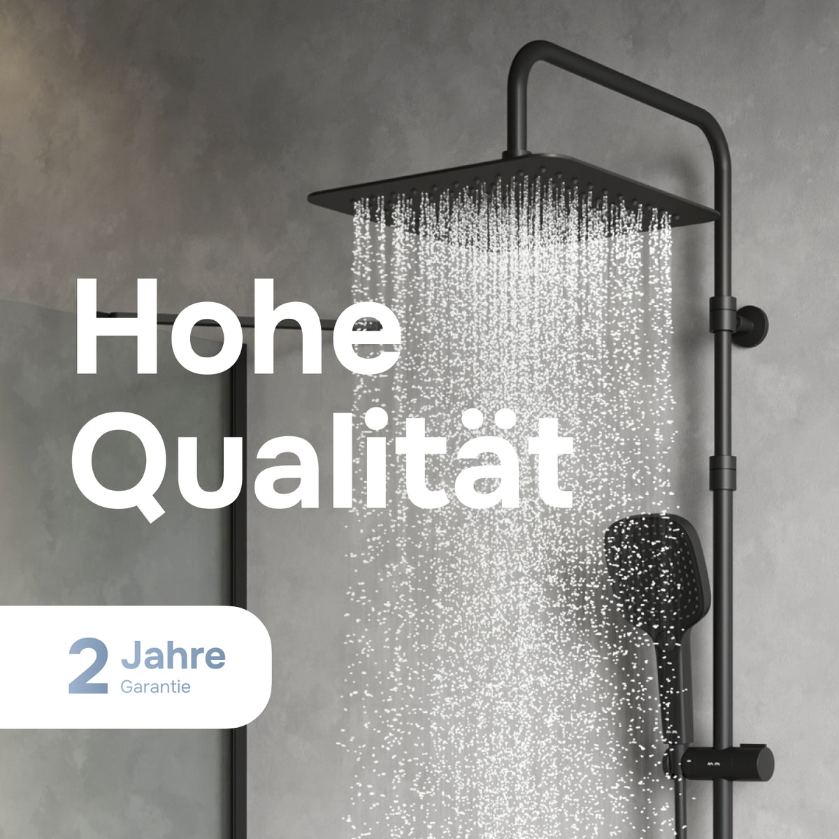 Duschsystem Play mit Thermostat und Regendusche, Schwarz – F078X422