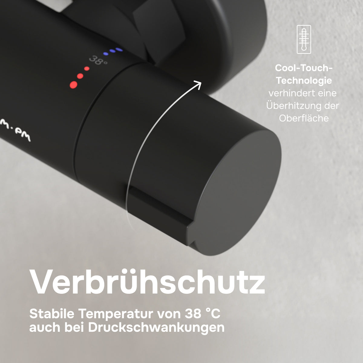 Duschsystem Play mit Thermostat und Regendusche, Schwarz – F078X422