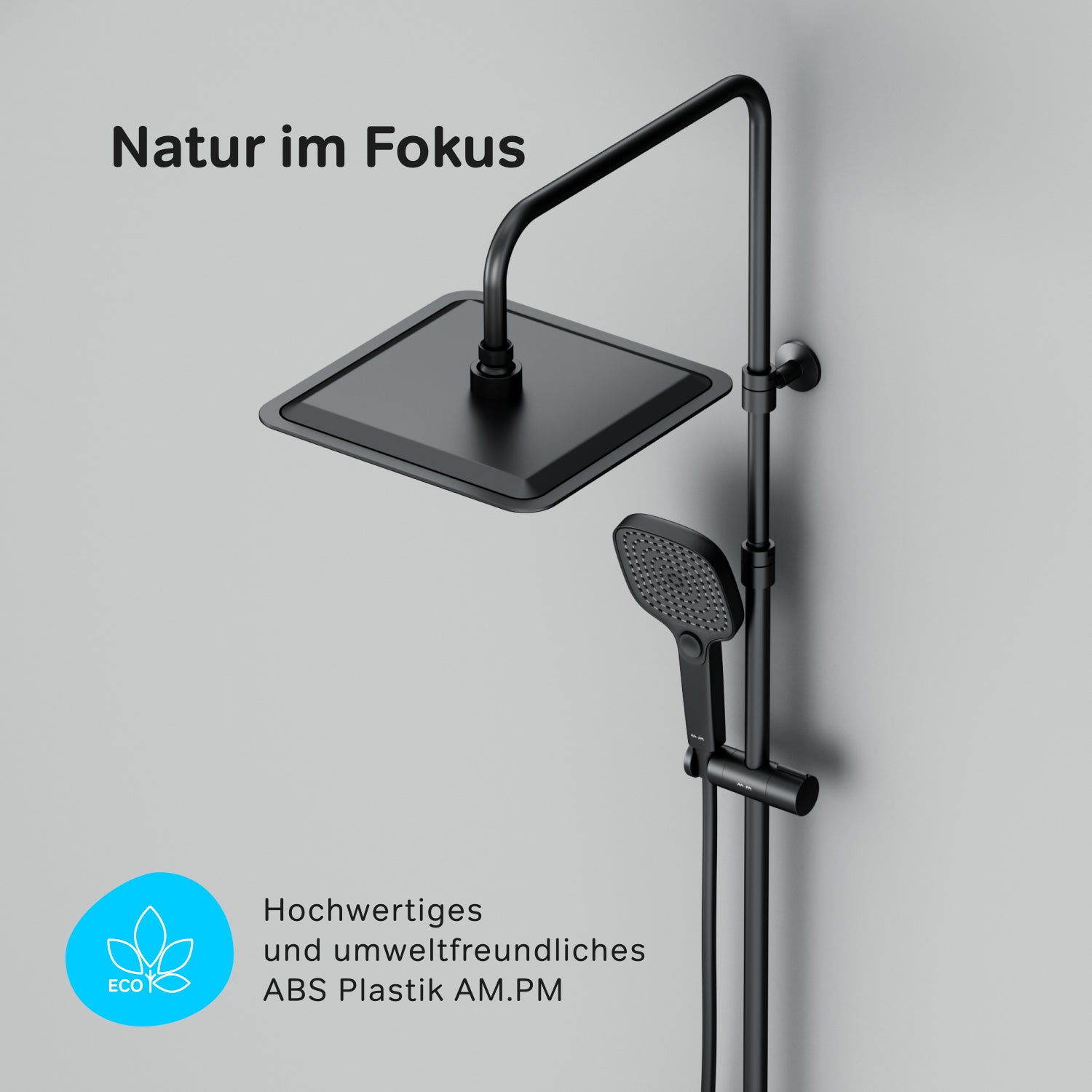 F078X422 Duschsystem mit Thermostat Duscharmatur Play Regendusche set Duschsäule, Schwarz