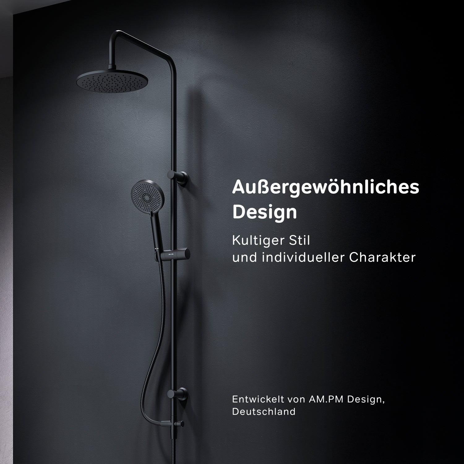 F078Y022 Duschsystem Play Regendusche set Duschsäule Schwarz