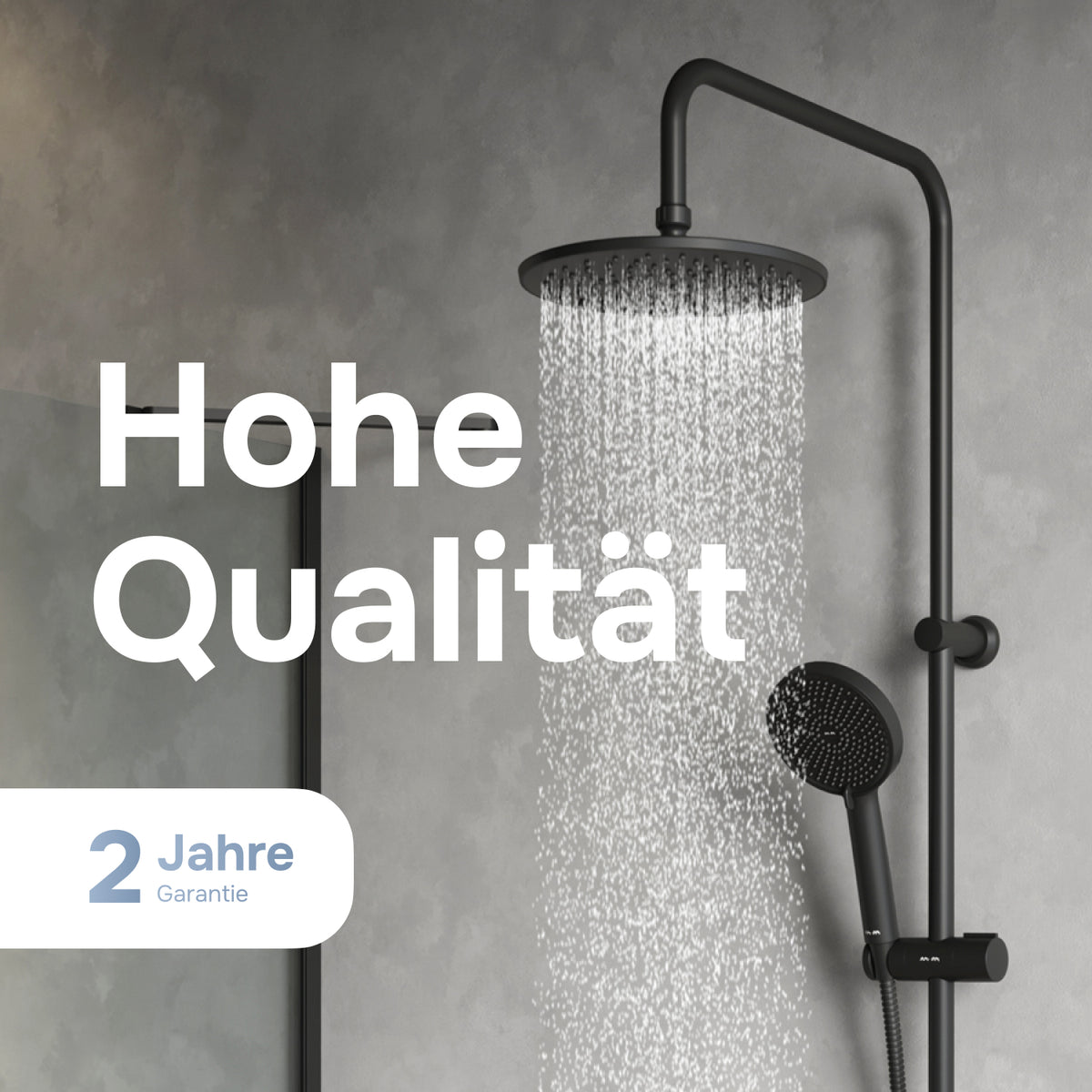Système de douche Play avec pommeau de douche effet pluie, noir–F078Y022