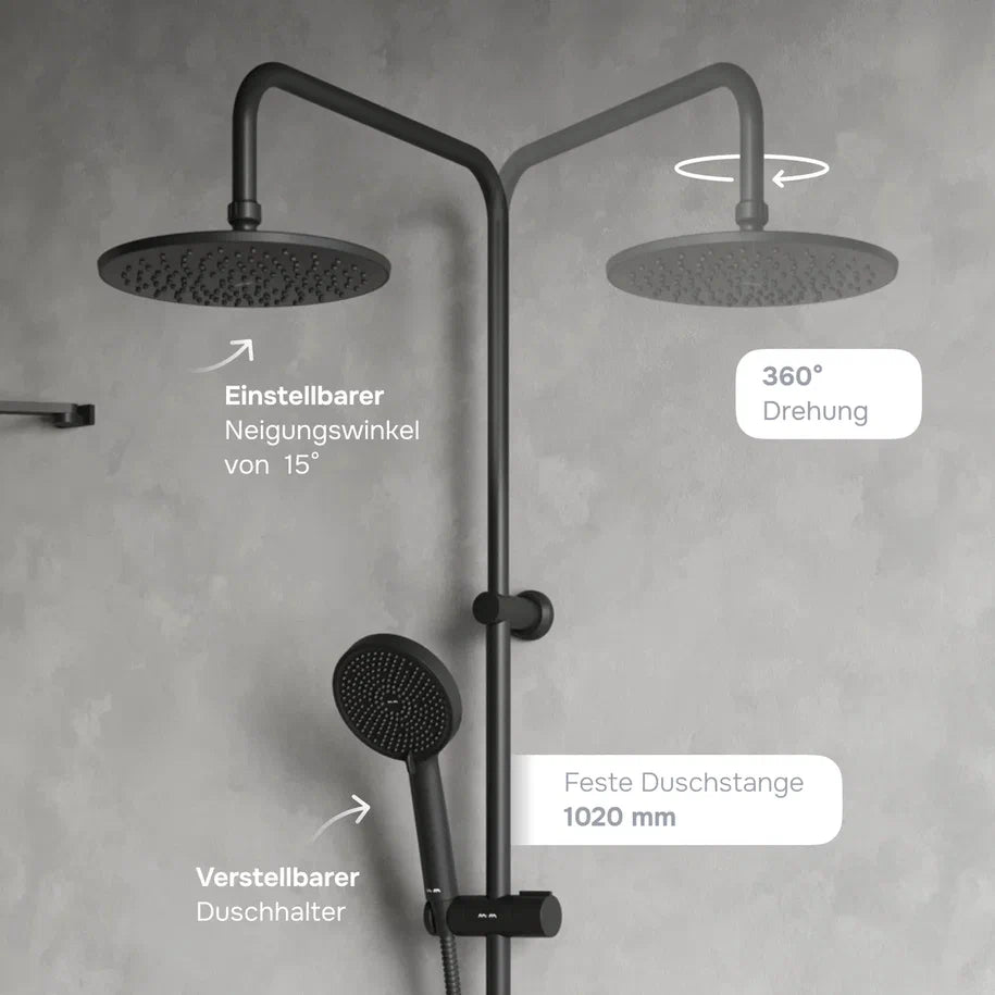 Duschsystem Play mit Regendusche, Schwarz – F078Y022