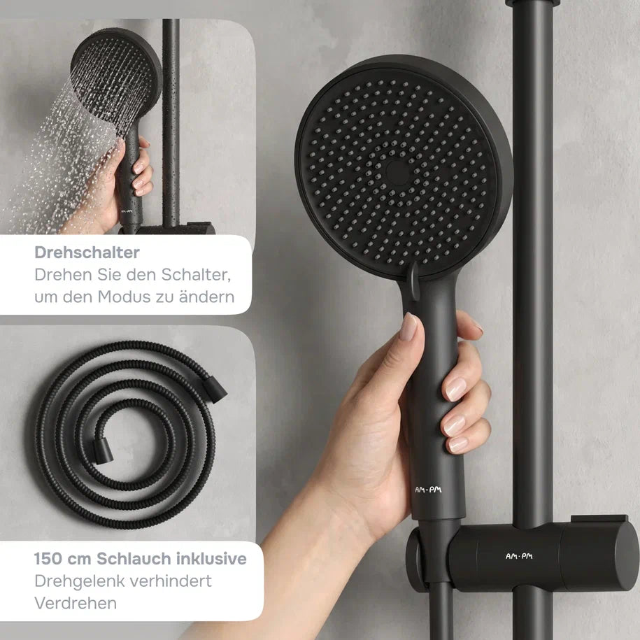Duschsystem Play mit Regendusche, Schwarz – F078Y022