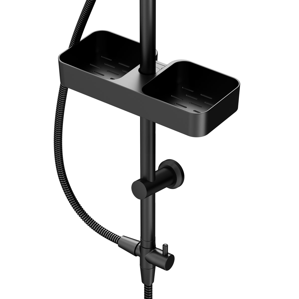 Système de douche Play avec pommeau de douche effet pluie et étagère de douche, noir–F078Y222