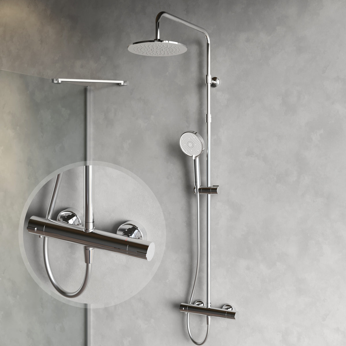 Système de douche Play avec thermostat et douche à effet pluie–F078Y400