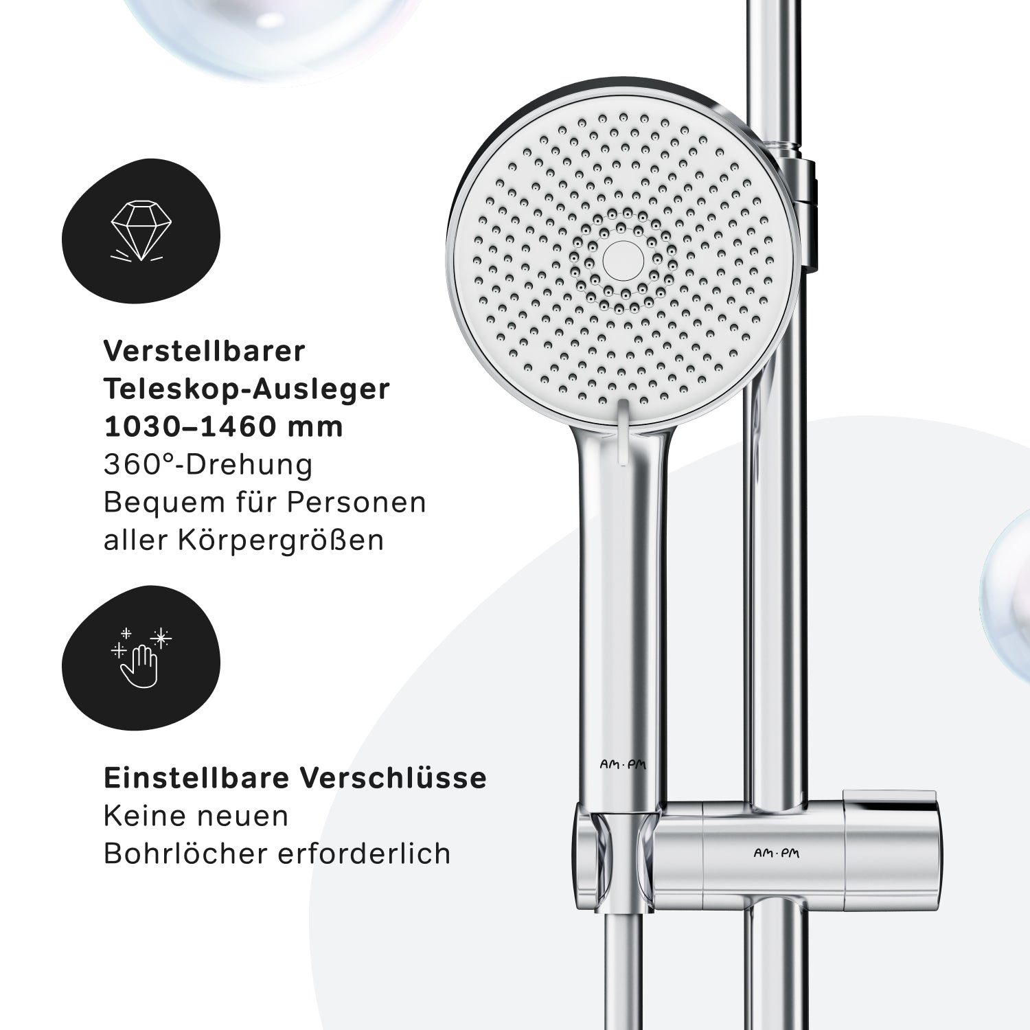 Système de douche F078Y400 avec thermostat, robinetterie, ensemble de douche effet pluie Play, colonne de douche