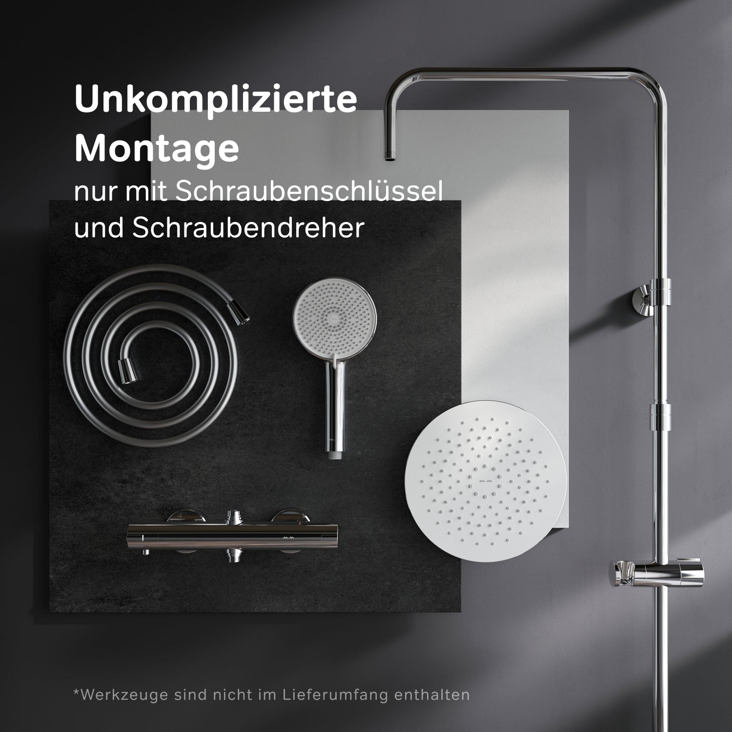 Système de douche F078Y400 avec thermostat, robinetterie, ensemble de douche effet pluie Play, colonne de douche