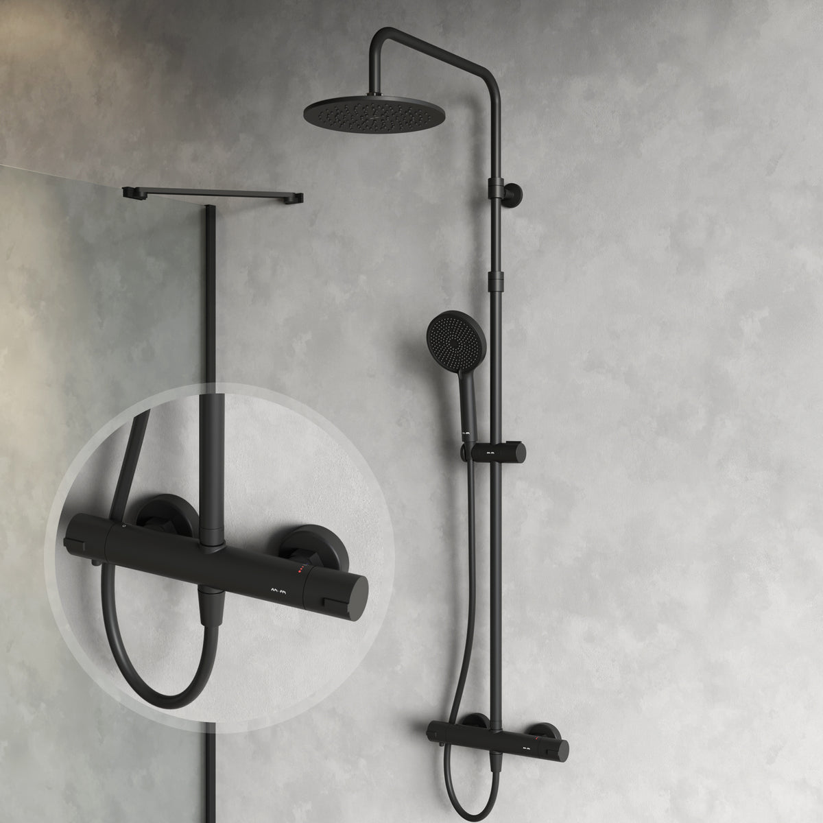 Système de douche Play avec thermostat et douche à effet pluie–F078Y422