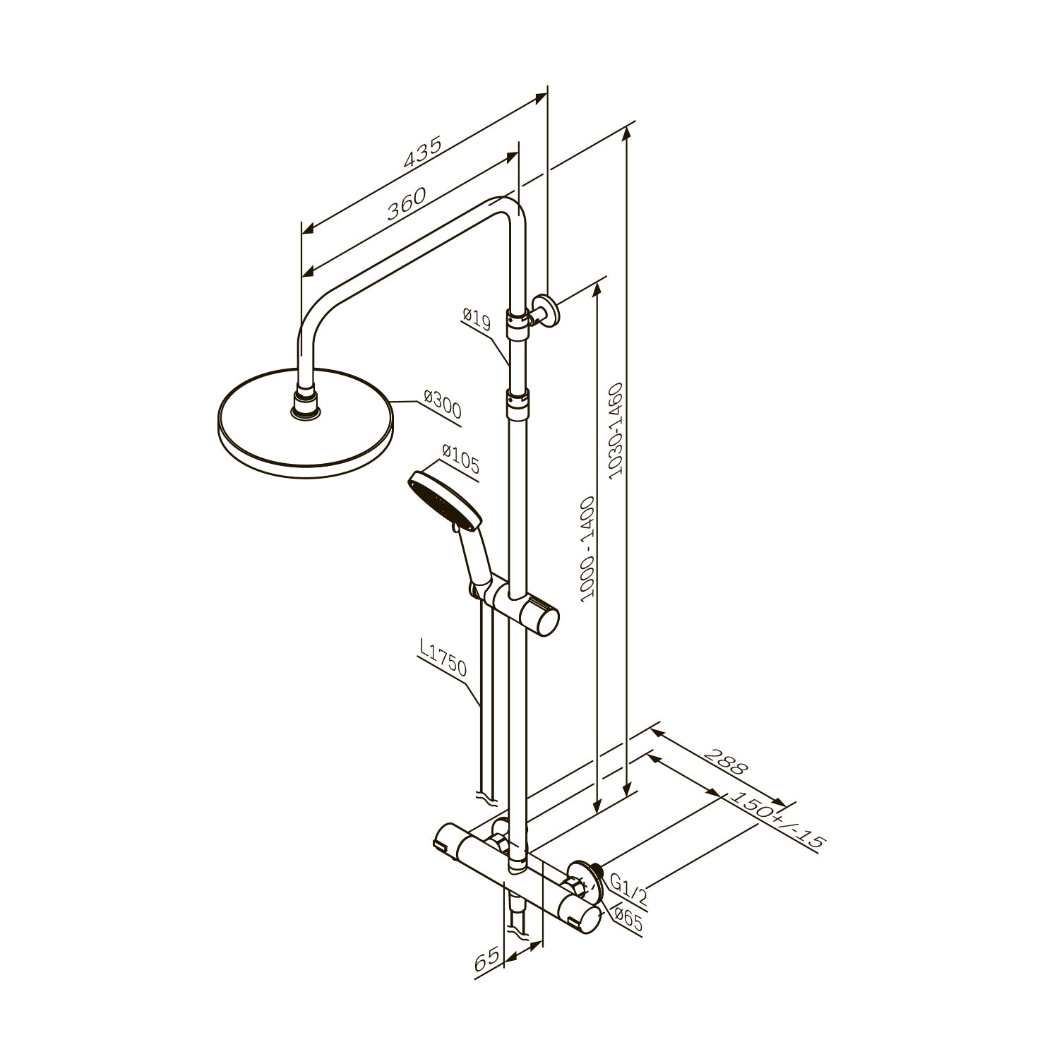Système de douche F078Z400 avec thermostat, robinetterie, ensemble de douche effet pluie Play, colonne de douche