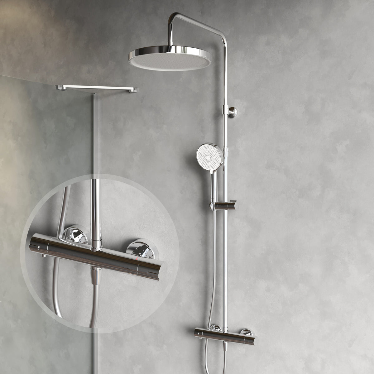 Système de douche Play avec thermostat et douche à effet pluie–F078Z400