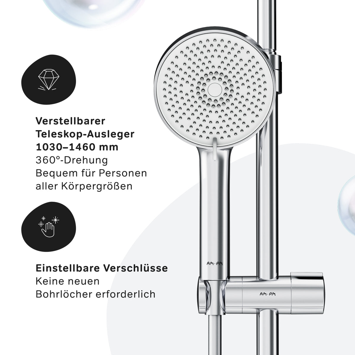 Système de douche Play avec thermostat et douche à effet pluie–F078Z400