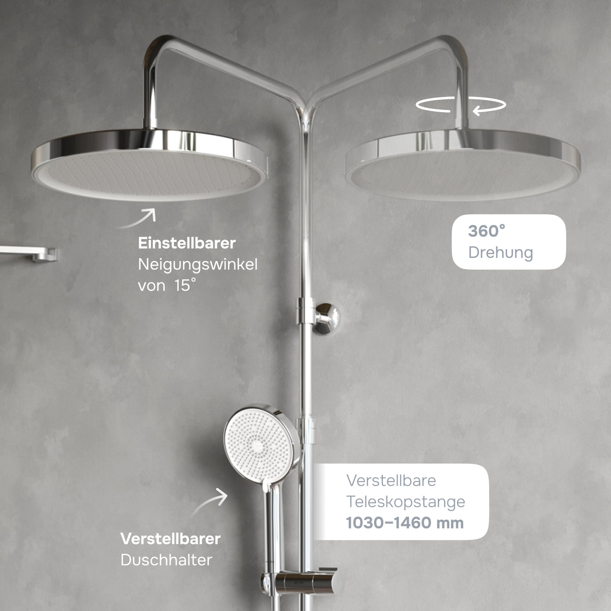 Système de douche Play avec thermostat et douche à effet pluie–F078Z400