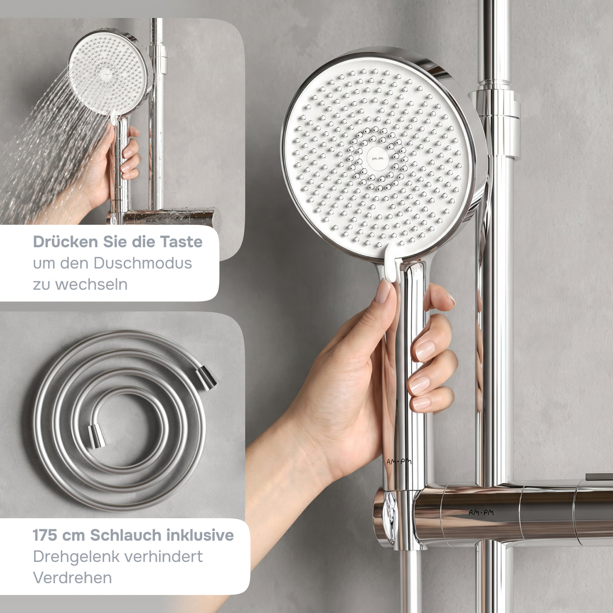 Système de douche Play avec thermostat et douche à effet pluie–F078Z400