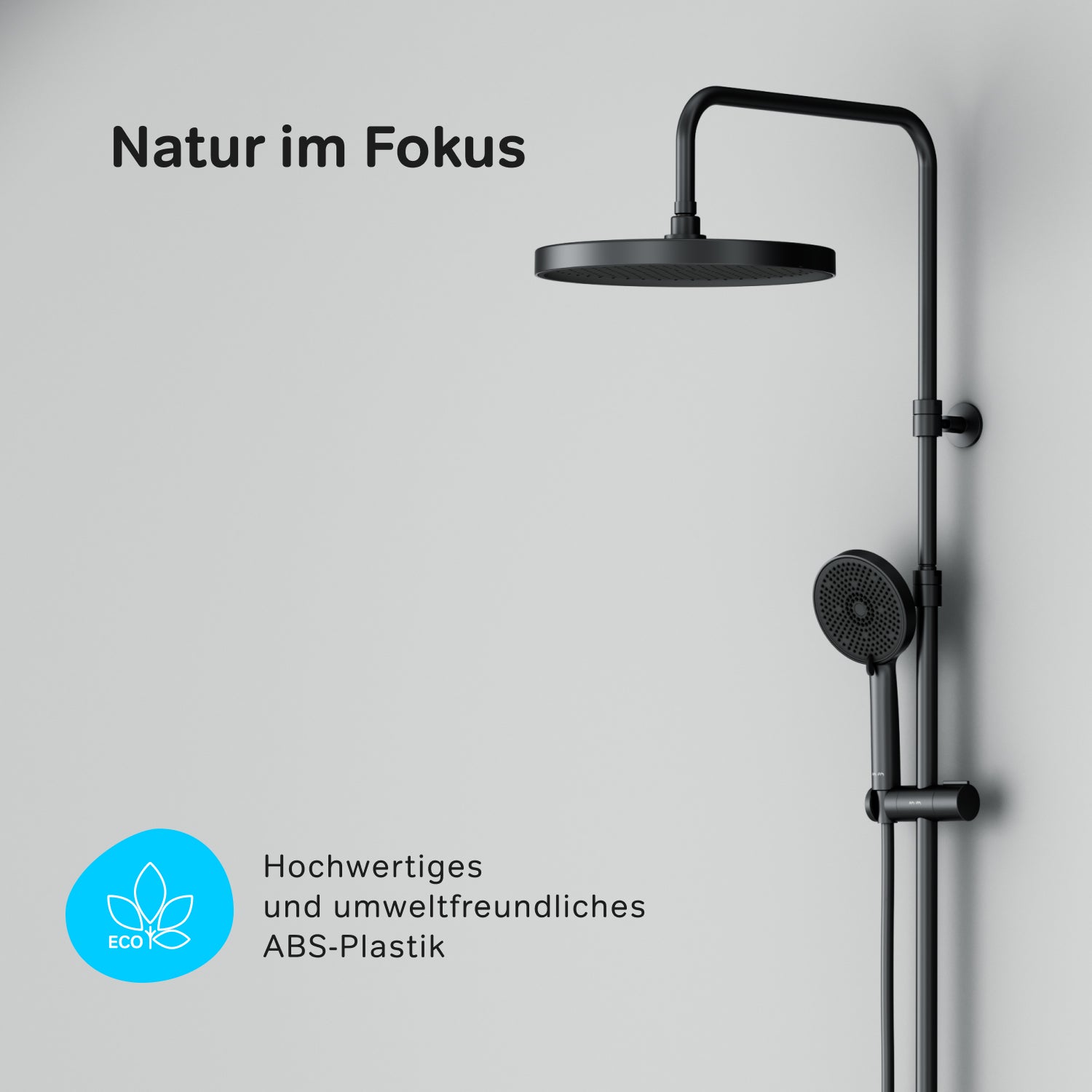 Système de douche avec thermostat F078Z422, ensemble de douche effet pluie Play, colonne de douche, noir