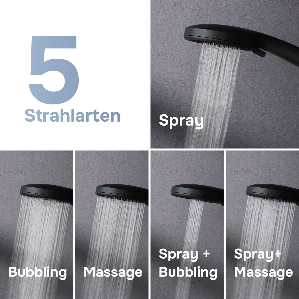 Système de douche Play avec thermostat et pommeau de douche effet pluie, noir–F078Z422