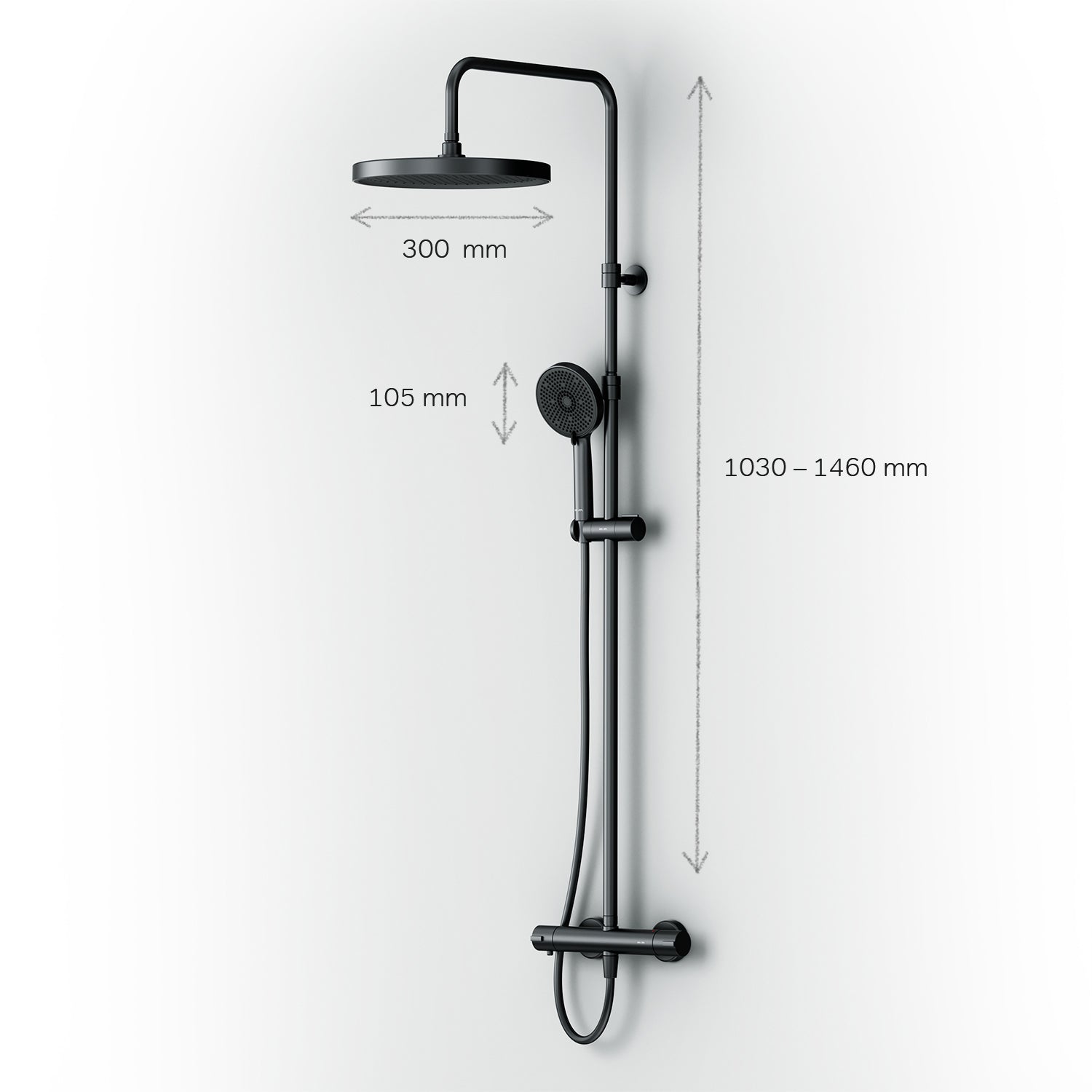 Système de douche avec thermostat F078Z422, ensemble de douche effet pluie Play, colonne de douche, noir