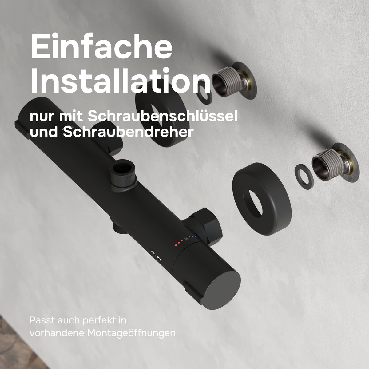 Système de douche Play avec thermostat et pommeau de douche effet pluie, noir–F078Z422
