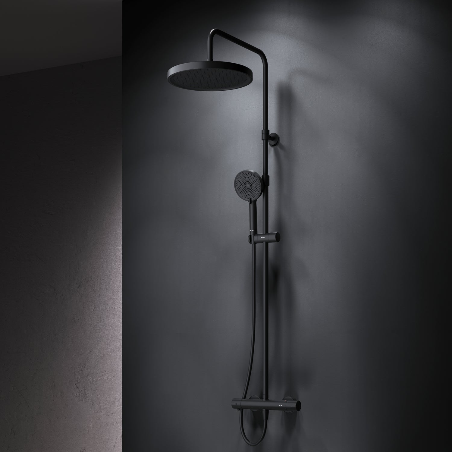 Système de douche avec thermostat F078Z422, ensemble de douche effet pluie Play, colonne de douche, noir