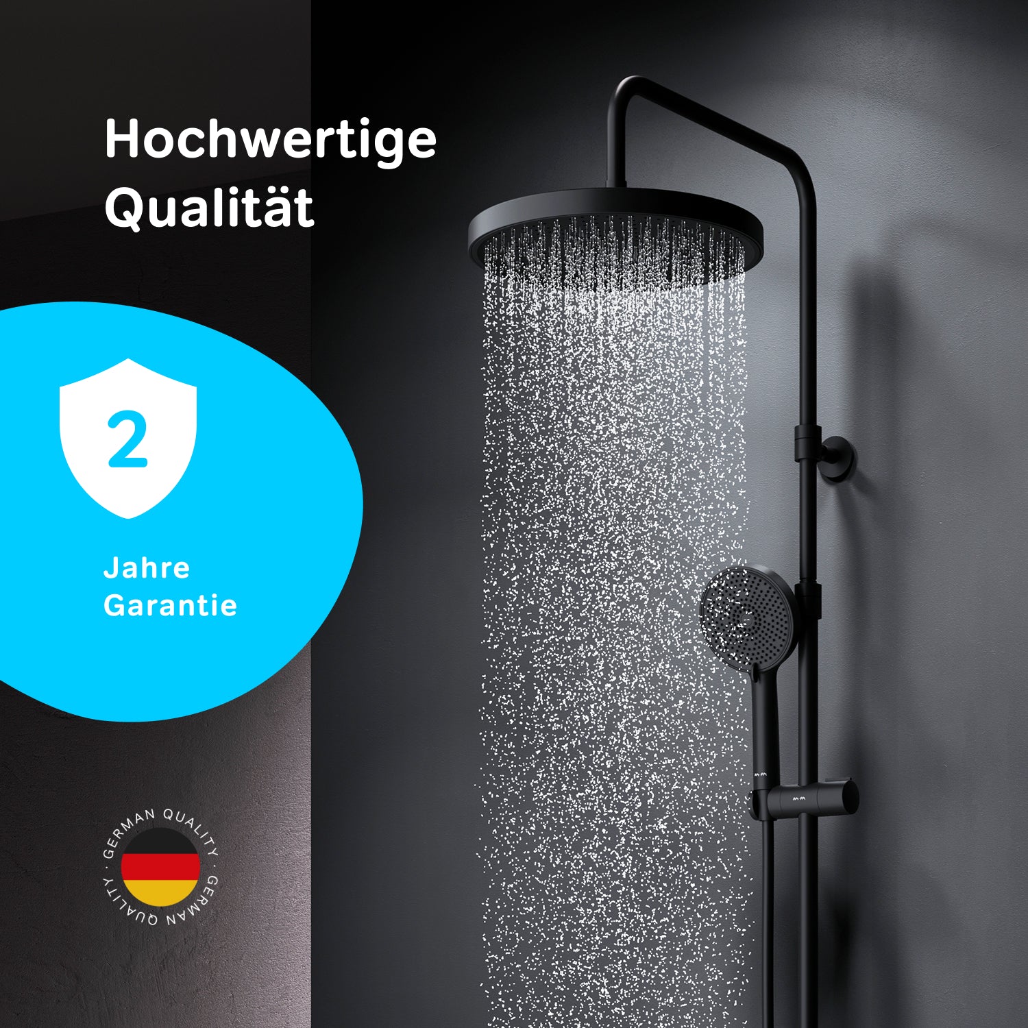 Système de douche avec thermostat F078Z422, ensemble de douche effet pluie Play, colonne de douche, noir