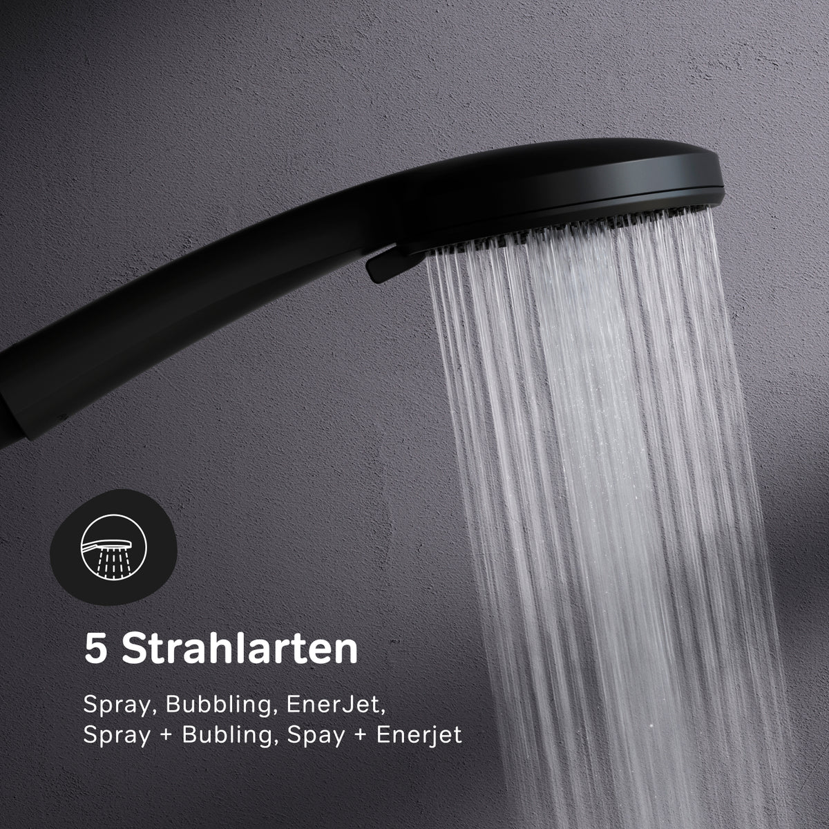 Système de douche Play avec thermostat et pommeau de douche effet pluie, noir–F078Z422