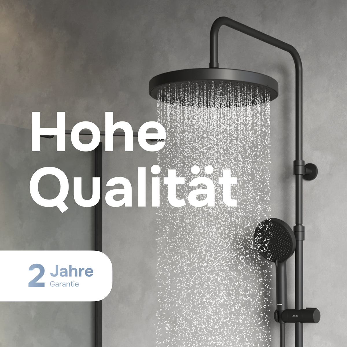 Système de douche Play avec thermostat et pommeau de douche effet pluie, noir–F078Z422