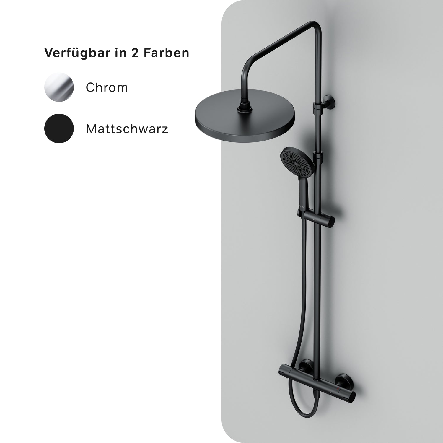 Système de douche avec thermostat F078Z422, ensemble de douche effet pluie Play, colonne de douche, noir