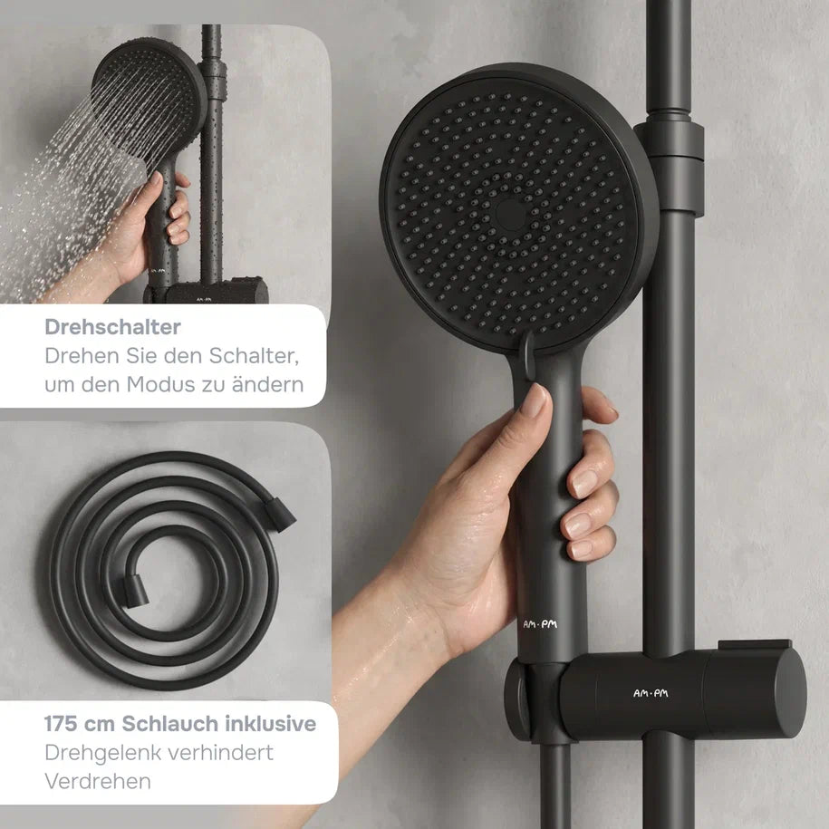 Duschsystem Play mit Thermostat und Regendusche, Schwarz – F078Z422