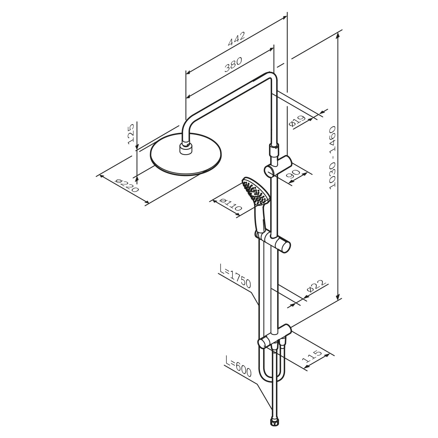 F0790000 Duschsystem Gem Regendusche set Duschsäule