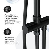 F0790022 Duschsystem Gem Regendusche set Duschsäule, Schwarz ampm-store.de