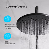 F0790022 Duschsystem Gem Regendusche set Duschsäule, Schwarz ampm-store.de