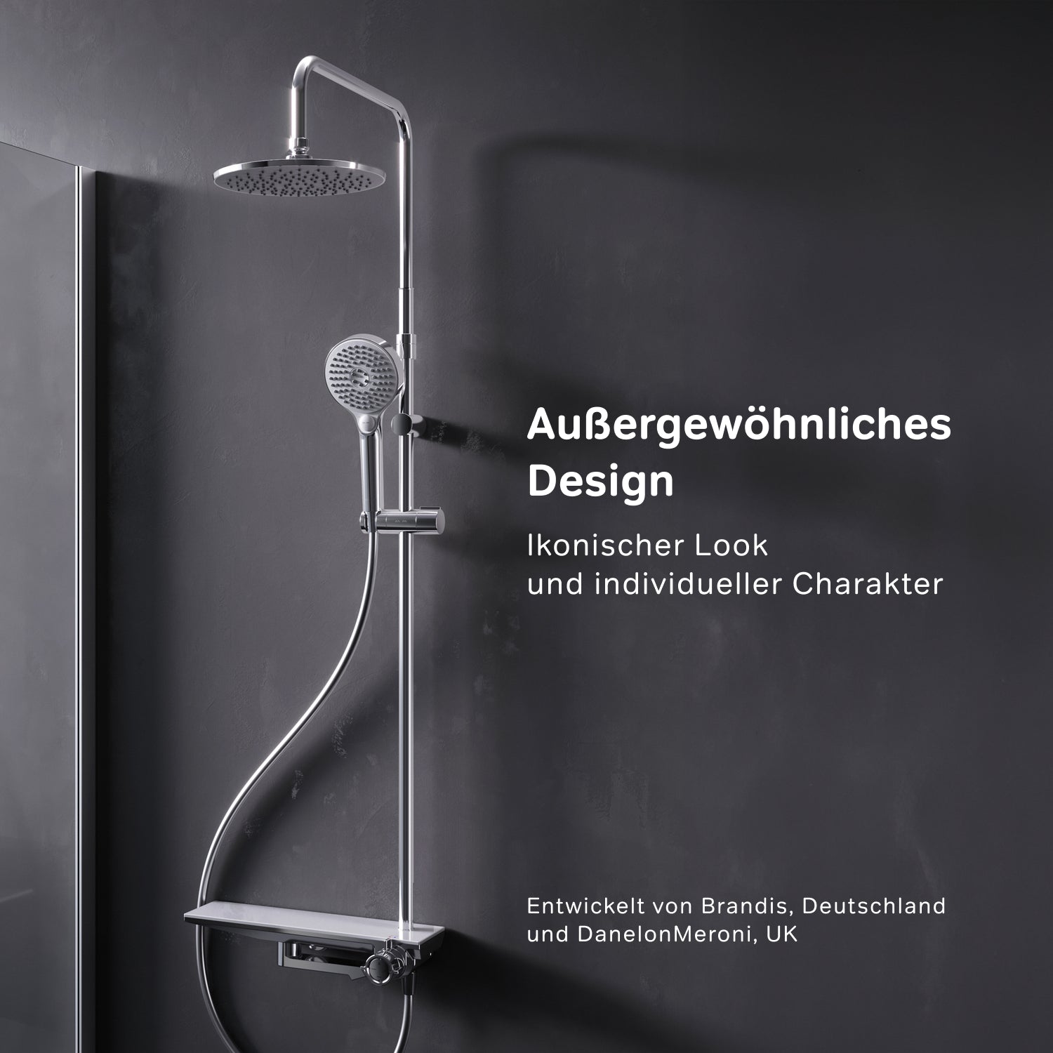 F079H700 Duschsystem mit Regalmischer Flash Regendusche set Duschsäule ampm-store.de