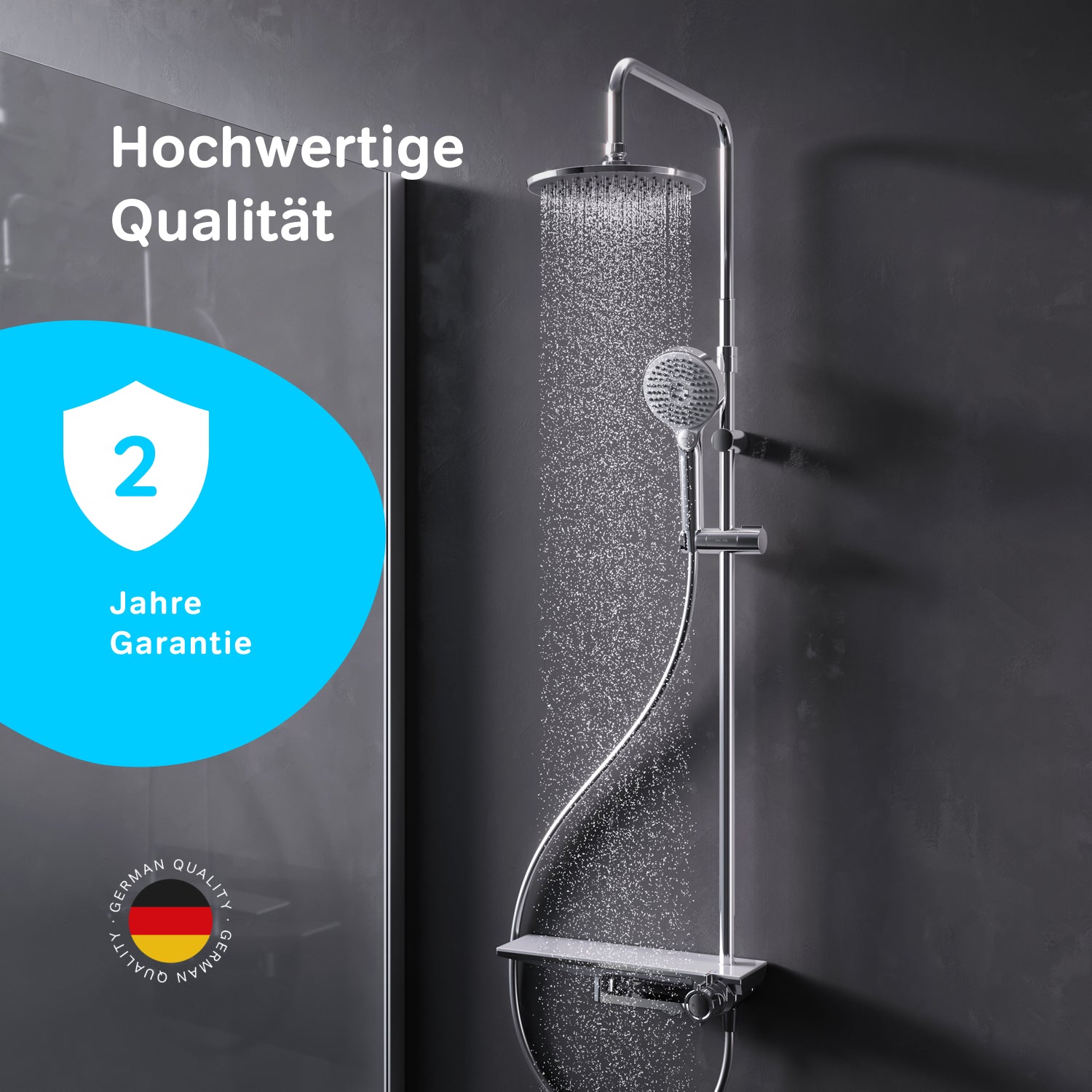 F079H700 Duschsystem mit Regalmischer Flash Regendusche set Duschsäule ampm-store.de