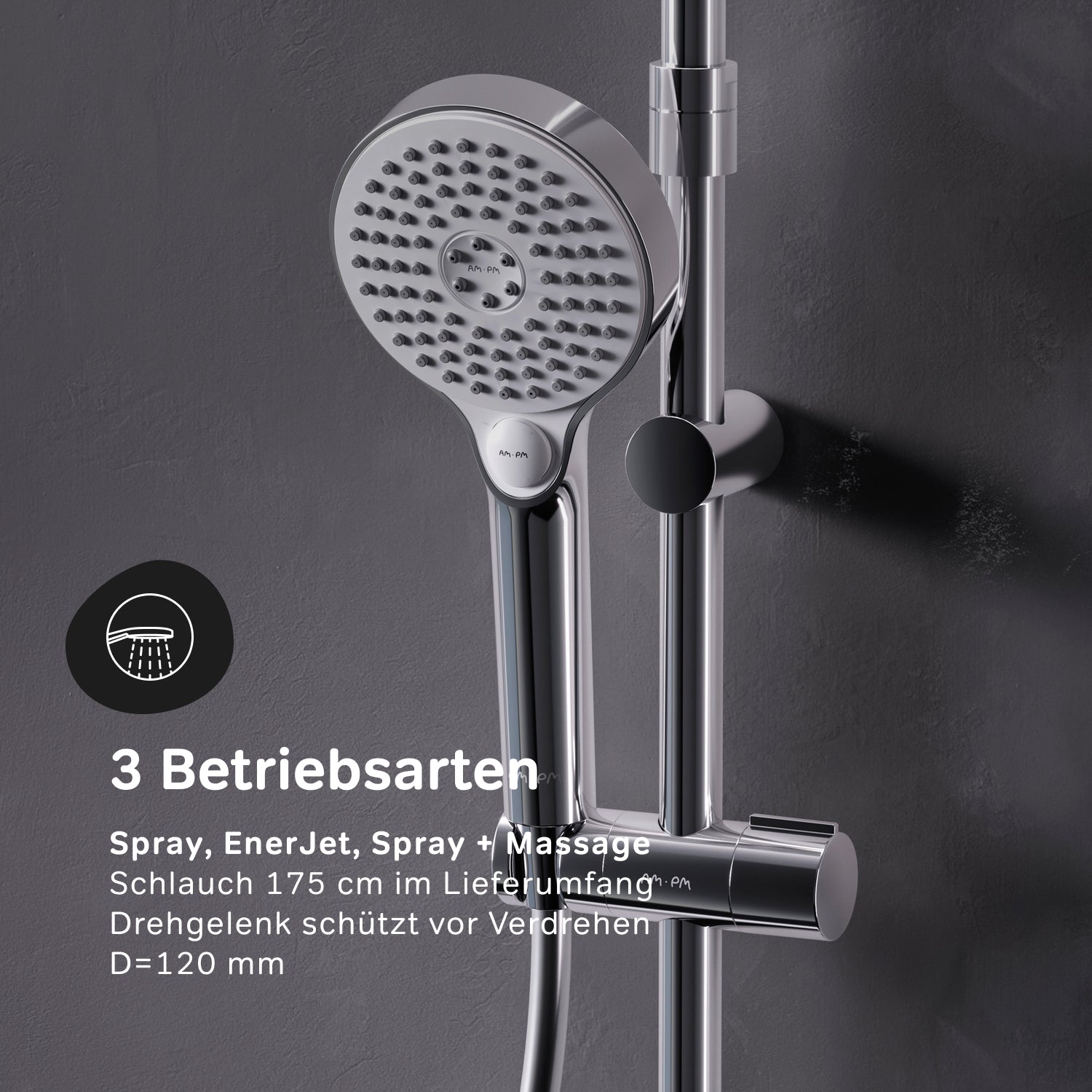 F079H700 Duschsystem mit Regalmischer Flash Regendusche set Duschsäule ampm-store.de