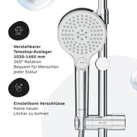 F079H700 Duschsystem mit Regalmischer Flash Regendusche set Duschsäule ampm-store.de