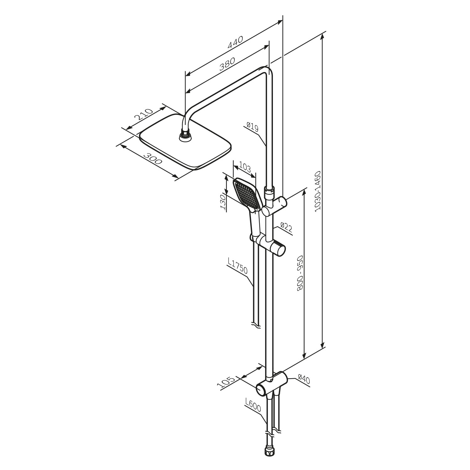 F07FA000 Duschsystem Func Regendusche set Duschsäule