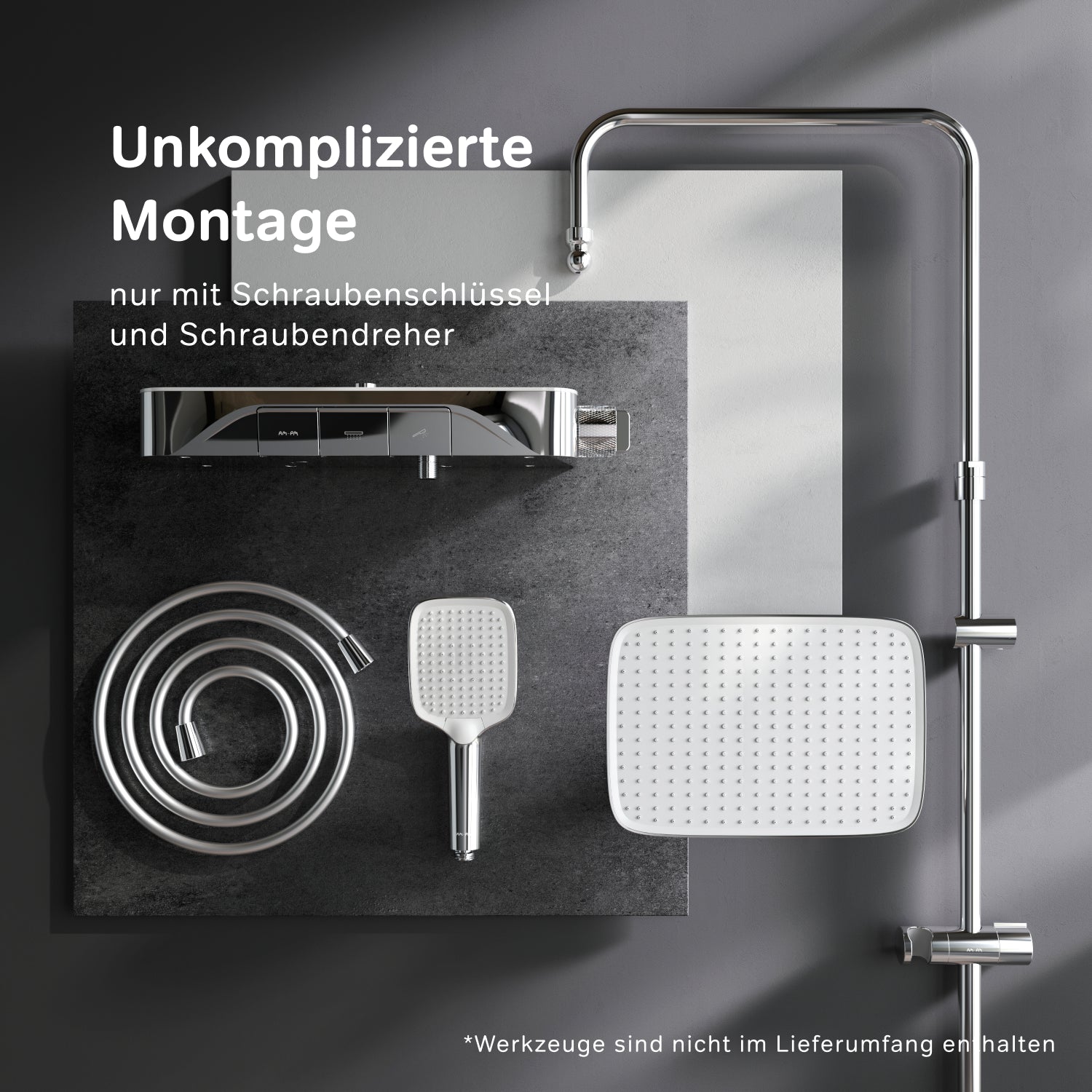 F07FA200 Système de douche avec robinetterie de douche thermostatique Func ensemble de douche à effet pluie colonne de douche