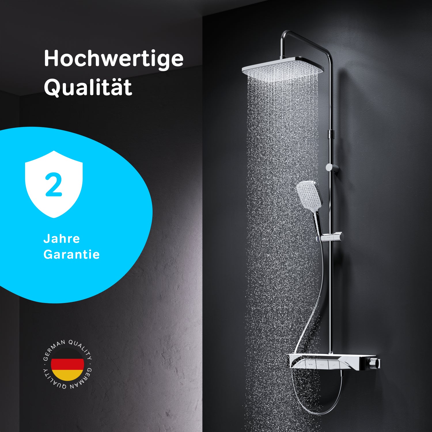 F07FA200 Système de douche avec robinetterie de douche thermostatique Func ensemble de douche à effet pluie colonne de douche