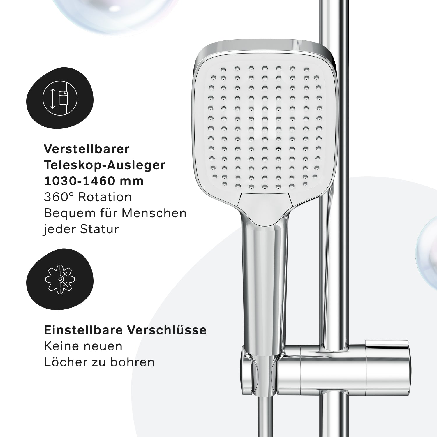 F07FA200 Système de douche avec robinetterie de douche thermostatique Func ensemble de douche à effet pluie colonne de douche