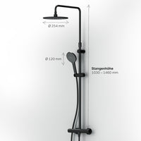 F07LA422 Duschsystem mit Thermostat Duscharmatur Like Regendusche set Duschsäule, Schwarz ampm-store.de