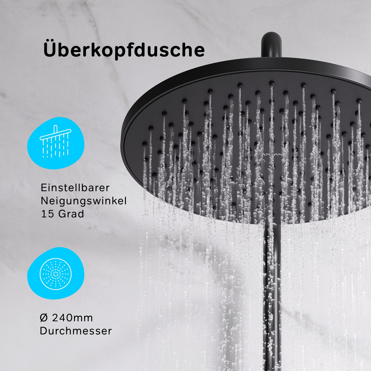 F07LA422 Duschsystem mit Thermostat Duscharmatur Like Regendusche set Duschsäule, Schwarz ampm-store.de