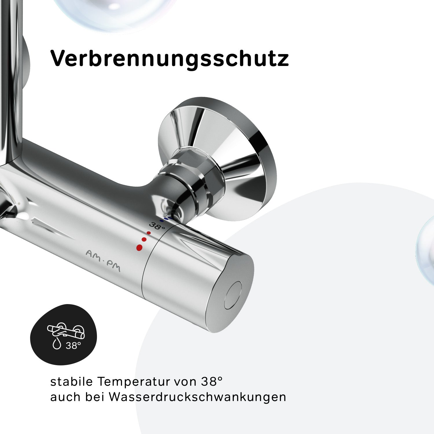 F07LA500 Duschsystem mit Thermostat Armatur und Wanneneinlauf Like Regendusche set Duschsäule ampm-store.de