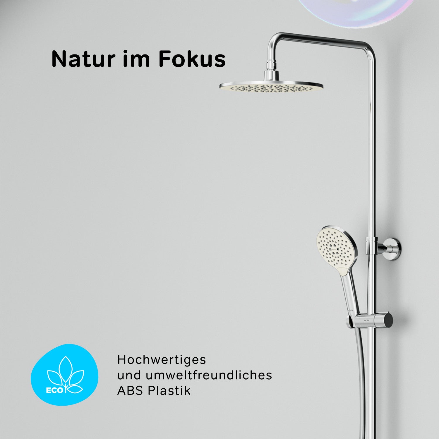 F07LA500 Duschsystem mit Thermostat Armatur und Wanneneinlauf Like Regendusche set Duschsäule ampm-store.de