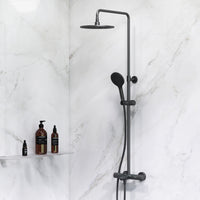F07LA522 Duschsystem mit Thermostat Armatur und Wanneneinlauf Like Regendusche set Duschsäule, Schwarz ampm-store.de